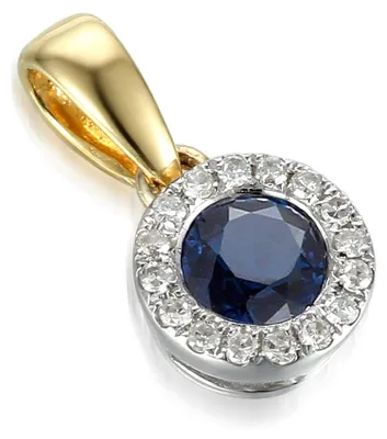 Produktbild von 585er Gelbgold Anhänger mit Saphir 0,36ct und Diamanten 0,09ct ohne Kette