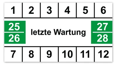 Wartungsaufkleber 33x18 mm, 50 Stück, 2025-2028, Vinyl, selbstklebend