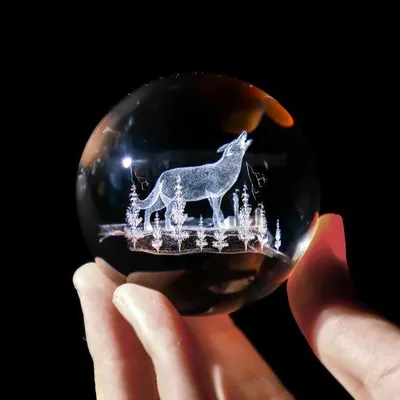 Image de Boule décorative en verre, diamètre 60 mm, gravure laser 3D sur cristal