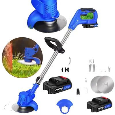 Image de Coupe-bordures sans fil, réglable en hauteur, plusieurs types de lames, coupe-bordures + 1 batterie, UE, tondeuses à gazon professionnelles