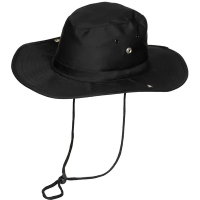Produktbild von MFH Buschhut, mit Kinnband, zum Hochstellen, schwarz