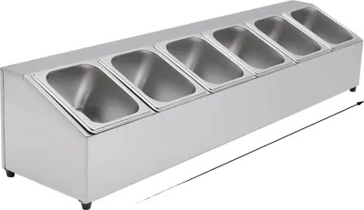 Imagen del producto de Caja organizadora, con seis compartimentos, construcción en acero inoxidable, color plateado
