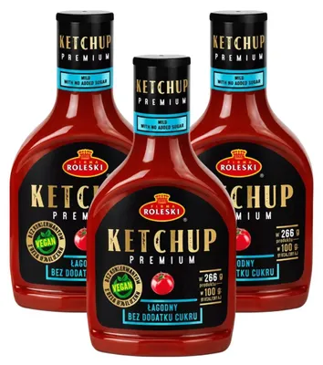 Produktbild von Roleski Ketchup Premium mild 3x 425g - ohne Zuckerzusatz Tomatenketchup