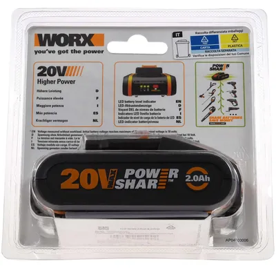 Produktbild von WORX WA3551, Akku, Lithium-Ion (Li-Ion), 2 Ah, 20 V, WORX, WORX 20V POWERSHARE Tools