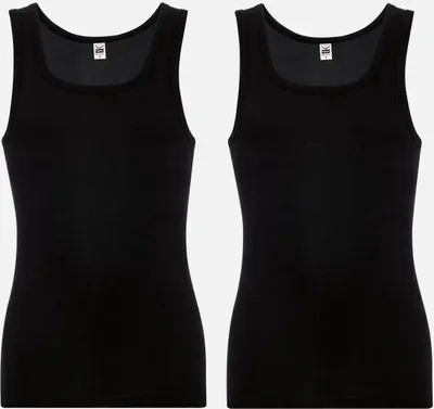 Produktbild von 2 Trigema Herren Träger-Unterhemd Gr.7 Feinripp Schwarz 85400/2 Fb. 008
