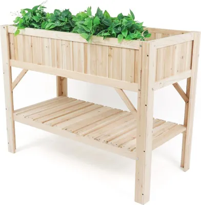 Image de Carré potager en bois sur pieds "Magnolia" - 115 x 57 x 90 cm - Beige