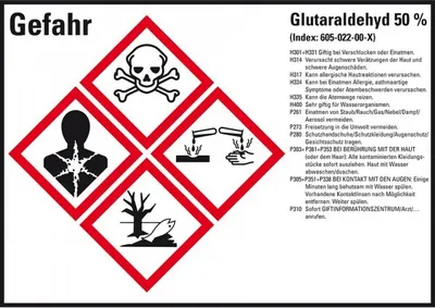 Produktbild von Dreifke® Aufkleber I GHS-Etikett Glutaraldehyd 50%, GefStoffV/GHS/CLP, Folie,...