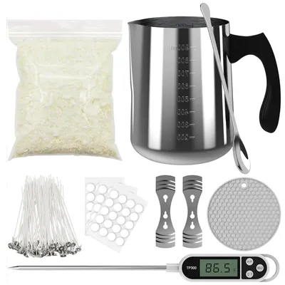 Produktbild von Kerzen selber machen Set 900 ml, mit Sojawachs und Edelstahltiegel, für Anfänger