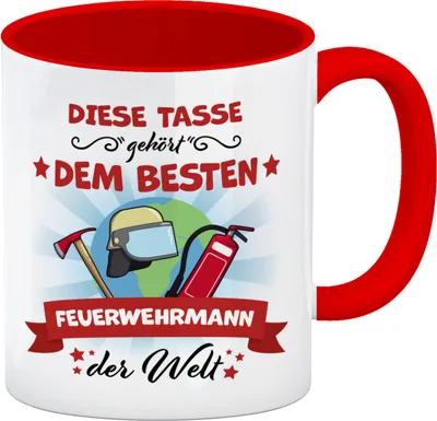Produktbild von Bester Feuerwehrmann der Welt Kaffeebecher Rot