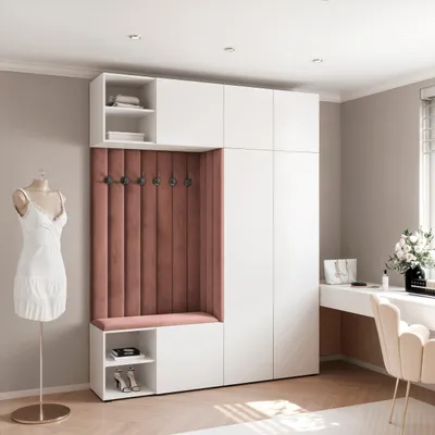 Produktbild von Garderobe ARIA 4 190 cm Weiß Gepolstert Rost Soft-Close Push-to-Open