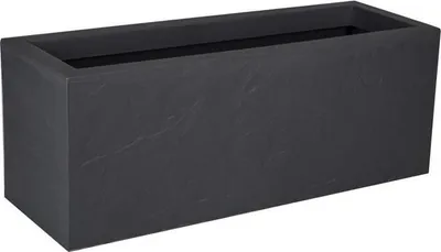 Image de Jardinière EDA Volcania Up, 57 L, Décor Pierre, 79,5 x 29,5 x 29,5 cm, Gris Anthracite