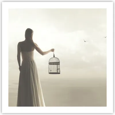 Produktbild von Poster - Poster ohne Rahmen - Frau Käfig Vogel - 60x60 cm - Wand Bild - Wanddeko - Wandbilder - Kunstposter - Wandposter - Bilder - Kunstdruck - Wanddekoration - Wandbild - P2XAC60x60-4787