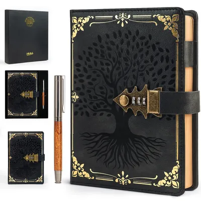 Productafbeelding van Omgoods - A5 Dagboek met Slot en Cadeaubox - 260 Pagina's - Vintage Notitieboek