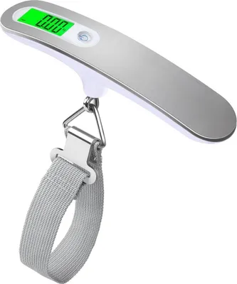 Produktbild von Kofferwaage – Digitale Kofferwaage – Gepäckwaage Gepäckwaage – bis 50KG – Edelstahl – Grau – Gepäckwaage mit Haken – inklusive Batterie – CHPN