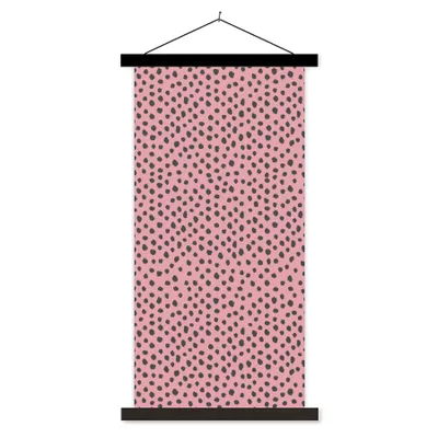 Produktbild von MuchoWow® Textilposter Polka dots - Rosa - Schwarz 40x80 cm mit schwarzem Rahmen - Wandemalerei