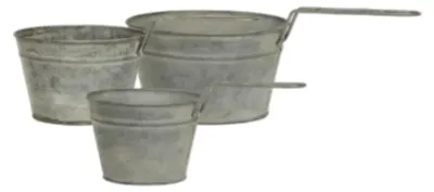 Image de Jolis pots de fleurs vintage avec anse – Lot de 3 en zinc vieilli