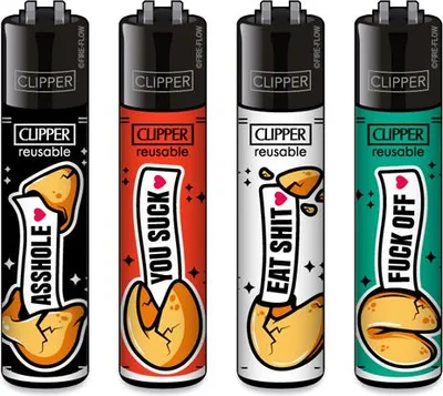 Produktbild von Clipper Reibrad Feuerzeuge Fortune Cookies, 4 Stück