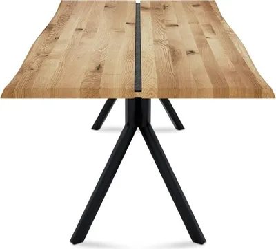 Esstisch Vigo 160x90 Wildeiche mit Baumkante und Metallfüße