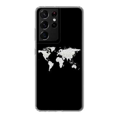 Produktbild von MuchoWow® Handyhülle Schutzhülle Hülle für Samsung Galaxy S21 Ultra Weltkarte - Muster - Schwarz Silikon Softcase Handy Hülle - Mobiltelefon
