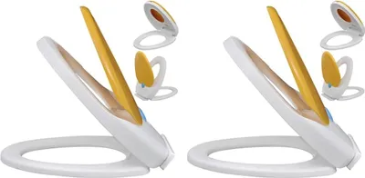 Image de Sièges de toilette et couvercles 2 pcs Plastique Blanc et jaune