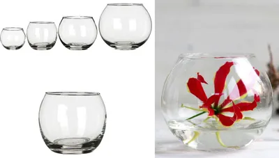 Produktbild von Kugelglas im Durchmesser 6, 8, 10 und 12cm wählbar | Kugelvase klein bis groß, Größe:Ø8 h.7cm