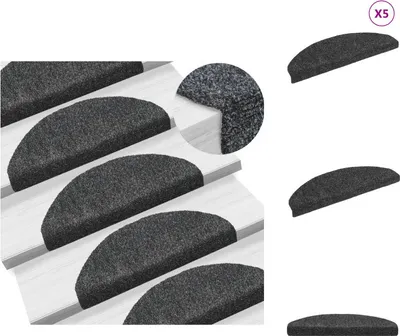 Image de vidaXL Tapis d'escalier autocollant 5 pcs. Gris foncé 65x21x4 cm - Tapis d'escalier