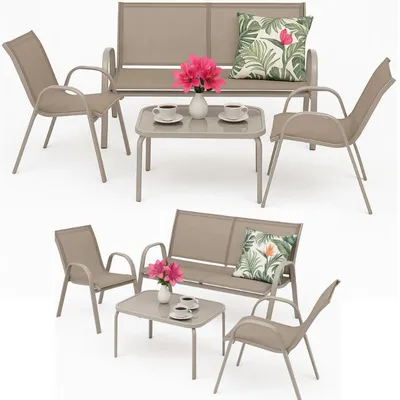 Produktbild von Gartenmöbelset: 2 x Stuhl, Sofa, Tisch, Gartenmöbelset für die Terrasse
