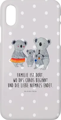 Produktbild von Mr. & Mrs. Panda Iphone 10 Handyhülle Koala Familie - Grau Pastell - Geschenk, X, Kinder, Hülle, Handy, Cover, Geschwister, Family, Muttertag