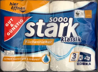 Produktbild von Edeka Gut & Küchentücher 3-lagig, 4 Rollen mit 51 Blatt, Küchenrolle