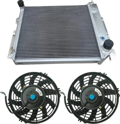 Productafbeelding van Aluminiumradiateur, kernmaat 465 mm x 443 mm x 52 mm, totale afmetingen 658 mm x 485 mm x 135 mm, bovenin aansluiting 1-1/2", onderin aansluiting 1-3/4", 3 rijen