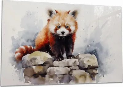 Produktbild von Wallario Herdabdeckplatte aus Glas, Größe 80 x 52 cm 1-teilig, Motiv Neugieriger Rotpanda