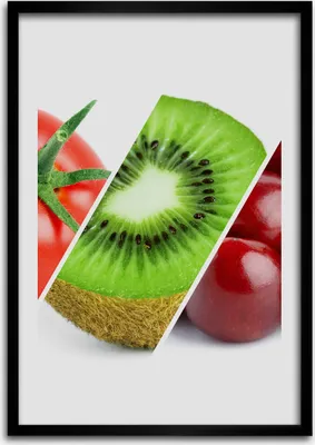 Produktbild von Bild - Bilderrahmen - Foto - 70 cm x 100 cm - MDF - Rahmen - Wandkunst - Gemüse und Früchte