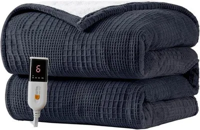 Zdjęcie produktu dla Koc elektryczny - ogrzewany koc - utrzymuje ciepło - 9 stopni grzania - 130x160 cm - czarny