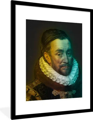 Produktbild von MuchoWow® Gerahmtes Poster Wilhelm von Oranien - Adriaen Thomasz - Mütze 60x80 cm - Poster mit Schwarzem Bilderrahmen Wandposter Rahmen Foto Bilder - Wohnzimmer - Dekorationen - Prämie