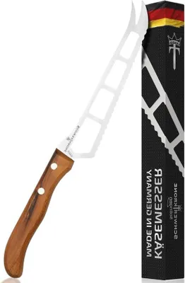 Produktbild von Hohe Qualität Käsemesser mit Olivenholzgriff, rostfrei, gewellte Klinge, 255 cm