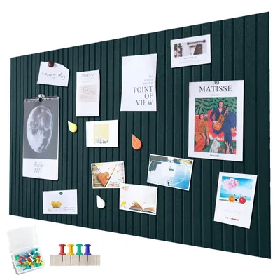 Produktbild von Große Filz-Pinnwand 120 x 90 cm - Selbstklebende Memo-Board für Büro und Küche in Dunkelgrün