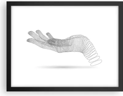 Produktbild von Gerahmtes Poster - Schwarzer Rahmen - Hand Grafik weiß - 40x30 cm - Wand Bild - Wanddeko - Wandbilder - Kunstposter - Wandposter - Bilderrahmen - Bilder - Kunstdruck - Wanddekoration - P2BAA40x30-4427