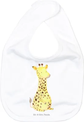 Produktbild von Mr. & Mrs. Panda Lätzchen Giraffe Zufrieden - Weiß - Geschenk, Spucklätzchen, Schlabberlatz, Afrika, Glück, Abenteuer, Baumwolle, Sabber, Für Babys
