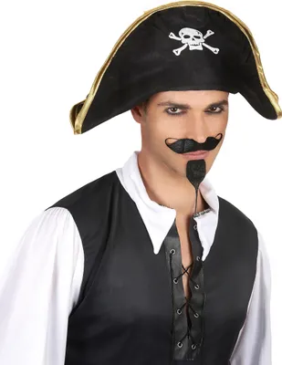Produktbild von Piratenkapitänshut Seeräuber Kopfbedeckung schwarz - Einheitsgröße