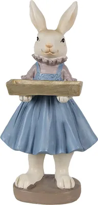 Produktbild von Clayre & Eef Figur Kaninchen 10x8x20 cm Beige Blau Polyresin