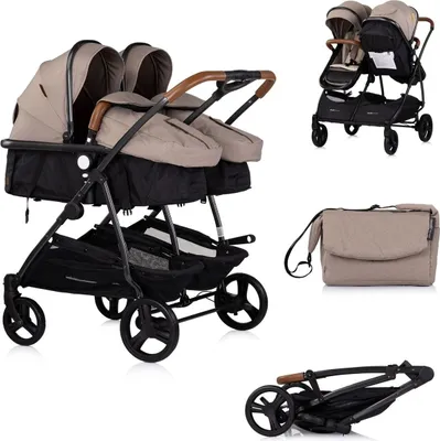 Produktbild von CHIPOLINO Kinderwagen fü r Zwillinge, Kinder mit ungleichen Sternen - combinovan Duo Smart Tiramisu