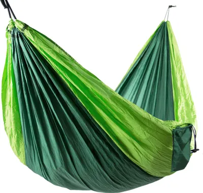 Produktbild von Hängematte aus Fallschirmnylon, 300x200 cm, grün-hellgrün, belastbar bis 300 kg