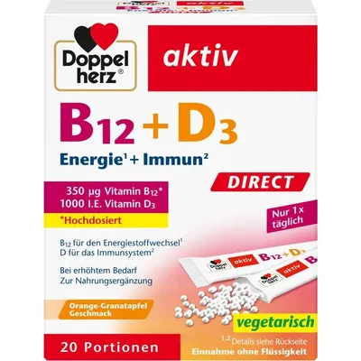 Zdjęcie produktu dla Double Heart B12+D3 Direct Pellets 20 kapsułek