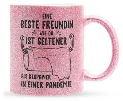 Produktbild von 22Feels Glitzertasse Pink Beste Freundin Geschenk BFF Zum Geburtstag Kaffeetasse Freundinnen Freundschaft Frauen Haferl Weihnachten Lästerschwester Unbiologische Schwester Geschenkidee Bürotasse