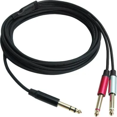 Zdjęcie produktu dla kabel rozgałęziający keepdrum AC048M 6.35mm jack 1x stereo do 2x mono 5m