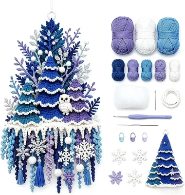 Produktbild von DIY Häkelset - Häkelset für Türhänger - Winterschnee - Häkelset zum Selbermachen - Bastelset für Erwachsene - Herbstdeko - Wanddekoration