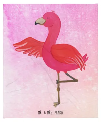 Produktbild von Mr. & Mrs. Panda Bettdecke Flamingo Yoga - Aquarell Pink - Geschenk, Urlaub, Achtsamkeit, Baum, Decke, Tagesdecke, Kuscheldecke, Namaste, Kuschelige, Bettüberwurf, Yogi