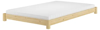 Produktbild von Breites, flaches Futonbett Einzelbett 120x200 Kiefer massiv V-60.51-12Rollrost und Matratze inkl.