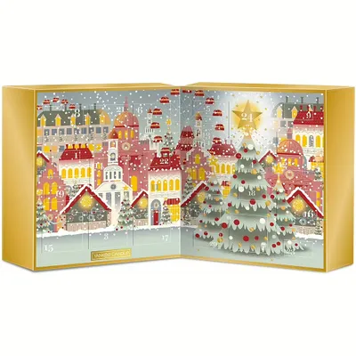 Produktbild von Yankee Candle Adventskalender Buchform Passport to the Holidays Sternbild-Design, 24 Türchen, 12 Votivkerzen (37g), 12 Teelichter (9,8g), 1 Teelichthalter aus Glas (silberfarben), Düfte: Silver Sage & Pine, Cinnamon Stick, Wild Orchid, Amber & Sandalwood, Bayside Cedar, Vanilla Bean Espresso, Vanilla Cupcake, Black Cherry, Red Raspberry, Clean Baumwolle, Spiced Banana Bread, Soft Wool & Amber
