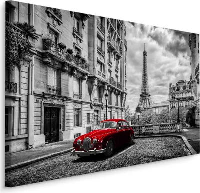 Produktbild von Fabelhafte Canvas LEINWAND BILDER 120x80 cm XXL Kunstdruck Paris Stadt Eiffelturm Auto